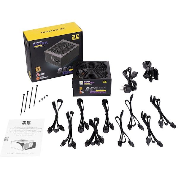 2E PSU GAMING EXTRA POWER (850W), >90%, 80+ Gold, 140mm, 1xMB 24pin(20+4), 2xCPU 8pin(4+4), 4xMolex, 6xSATA, 4xPCIe 8pin(6+2), Fully Modular 2E-EP850GM-140
