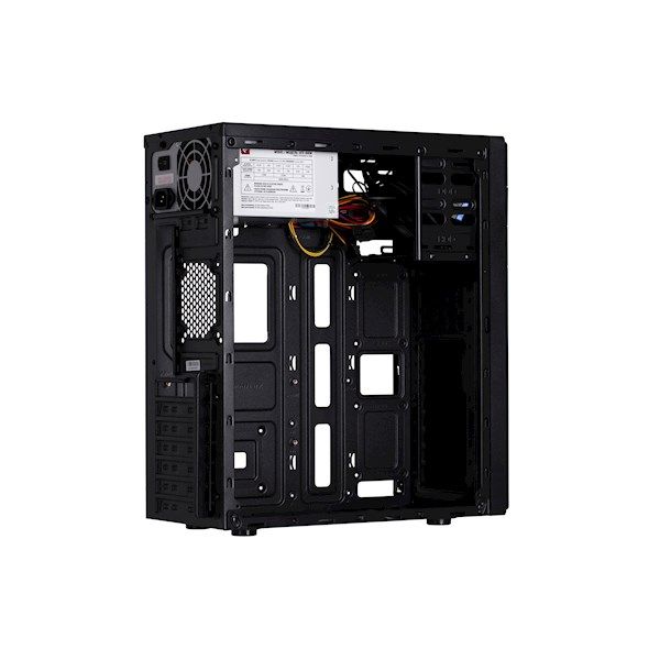 2E Computer case ALFA (E185-400) MidT, PSU 2E ATX400W, MidT,2xUSB2.0,1xUSB3.0, steel (side panel), black