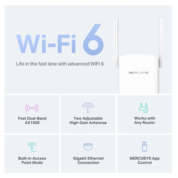 MERCUSYS, ME60X, AX1500 Wi-Fi 6 Range Extender