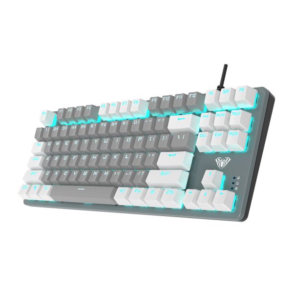 Keyboard: AULA F3287 RGB Wired Gaming Mechanical Keyboard Grey/White keycaps (Blue Switch)