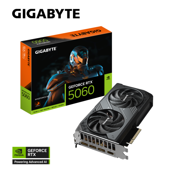 Video card: Gigabyte GeForce RTX5060 WINDFORCE 8GB 128-Bit GDDR7 - GV-N5060WF2-8GD