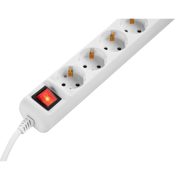 Power strip 2E 5XSchuko with switch, 3G*1.5mm2, 1.5m, white