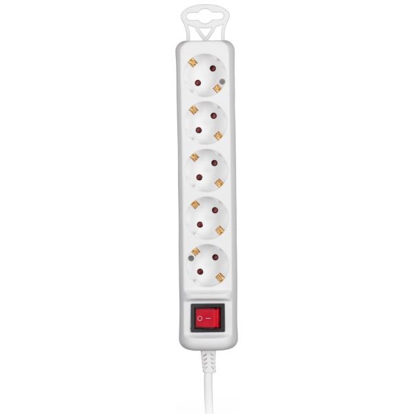 Power strip 2E 5XSchuko with switch, 3G*1.5mm2, 1.5m, white