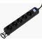 2E-U05ES15M1.5BK Power strip 2E 5XSchuko with switch, 3G*1.5mm2, 1.5m, black