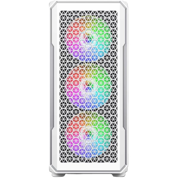 2E Gaming Computer case Hexagon G338W, without PSU, 2xUSB 3.0, 1xUSB Type-C, 1x120mm, 3x120mm ARGB, TG Side Panel, ATX, White