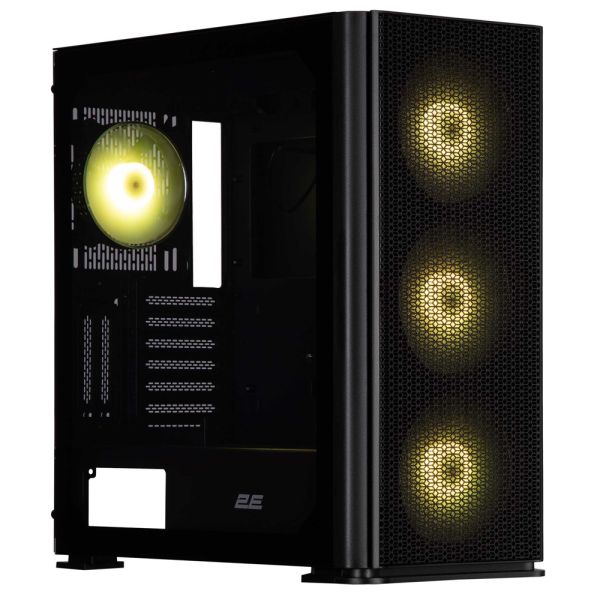 2E Gaming Computer case Vertex GI01B, without PSU, 2xUSB 3.0, 1xUSB Type-C, 3x140mm ARGB, 1x120mm ARGB, controller with remote, TG Side Panel, EATX, Black