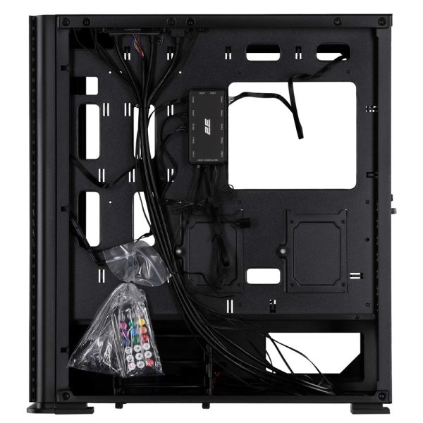 2E Gaming Computer case Vertex GI01B, without PSU, 2xUSB 3.0, 1xUSB Type-C, 3x140mm ARGB, 1x120mm ARGB, controller with remote, TG Side Panel, EATX, Black