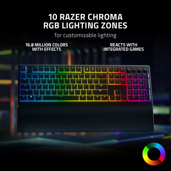 Razer Keyboard Ornata V3 RGB 104key Mecha-Membrane Switch USB EN, black