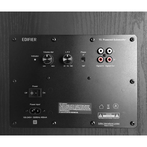 Subwoofer Edifier T5, 70W, RCA, Powered Active Subwoofer, Black