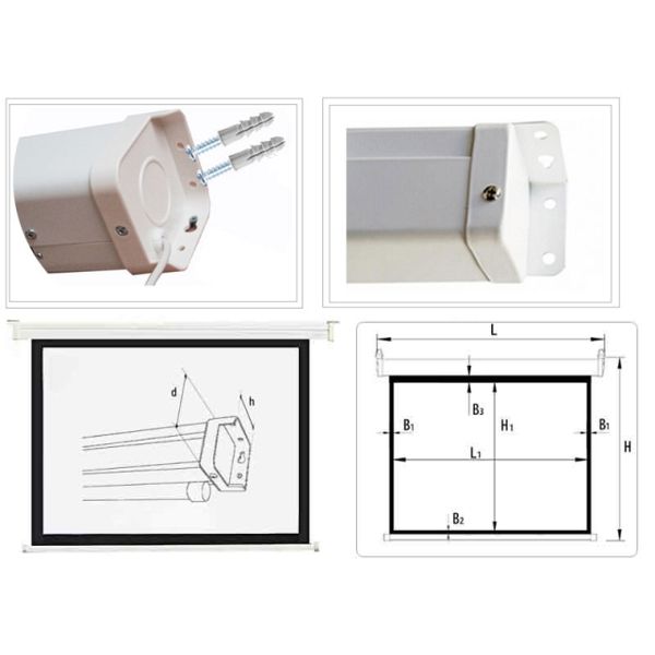 ALLSCREEN ELECTRIC PROJECTION SCREEN 200X200CM HD FABRIC CMP-8080 WITH REMOTE CONTROL 110 inch