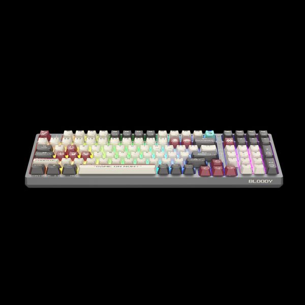 Keyboard: A4Tech Bloody WS98 Dual-Core Wireless Mechanical Keyboard BLMS Red Plus Switch Pixels Red