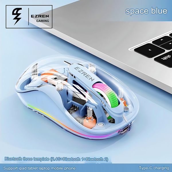 M333 Wireless Bluetooth Tri-Mode Mouse Type-C Rechargeable Blue