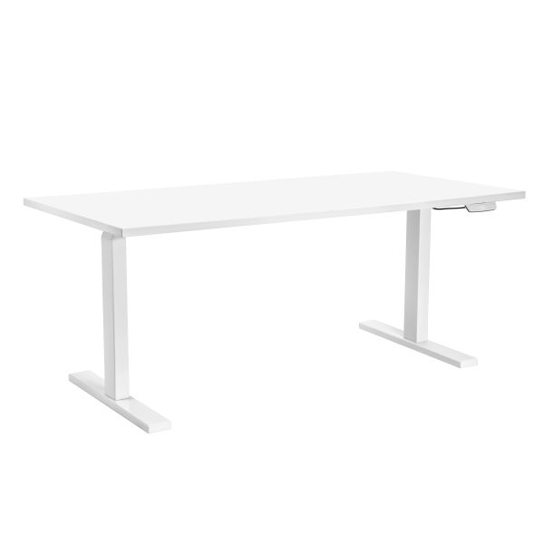 2E Computer Desk CE150W, height 62-128cm, electric motor, tabletop 150 75cm (white), metal base (white)
