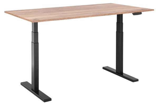2E Computer Desk CE150WOLD, height 62-128cm, electric motor, tabletop 150 75cm (aged wood), metal base (black)