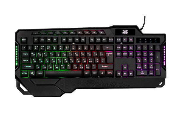 2E GAMING Membrane keyboard KG340 114key, USB-A, EN/UA/RU, LED, black