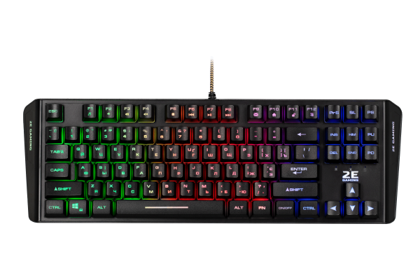 2E GAMING Membrane keyboard KG355 87key, USB-A, EN/UA/RU, LED, black