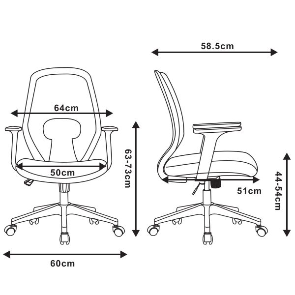2E Office Chair OC110, fabric, fixed armrests, black