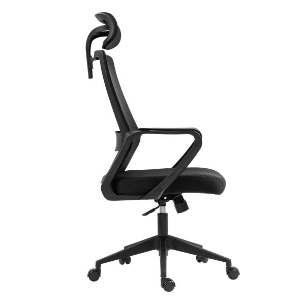 2E Office Chair OC120, fabric, fixed armrests, headrest, black