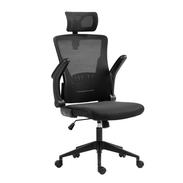 2E Office Chair OC130, fabric, lift-up armrests, headrest, black