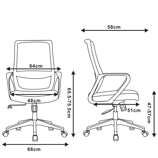 2E Office Chair OC140, fabric, fixed armrests, black