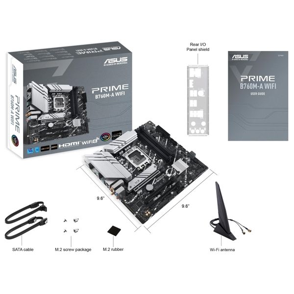 ASUS Motherboard PRIME B760M-A WIFI s1700 B760 4xDDR5 M.2 HDMI DP Wi-Fi BT mATX
