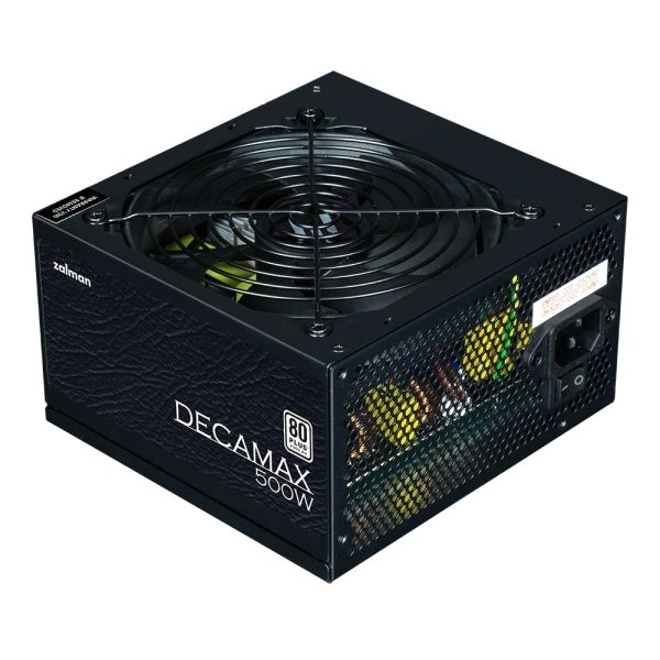 Zalman PSU Decamax  (500W) 85%, 80 Plus, 120мм, 1xMB 24pin(20+4), 1xCPU 8pin(4+4), 3xMolex, 4xSATA, 2xPCIe 8pin(6+2)