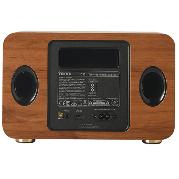 Speaker Edifier D32, 60W, Bluetooth, USB-C, AUX, Speaker, Brown