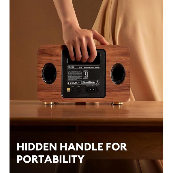 Speaker Edifier D32, 60W, Bluetooth, USB-C, AUX, Speaker, Brown