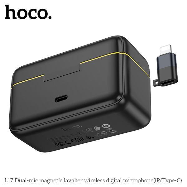 Hoco L17 Dual-mic magnetic lavalier wireless digital microphone (iP/Type-C)
