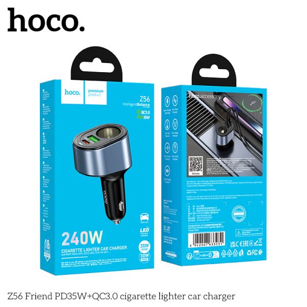 Hoco Z56 Friend PD35W+QC3.0 cigarette lighter car charger