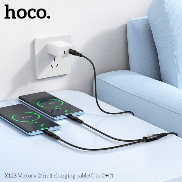 Hoco X123 Victory 2-in-1 charging cable(C to C+C)