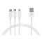 Cable 2E USB 3 in 1 Micro/Lightning/Type C, 5V/2.4A, White,1.2m