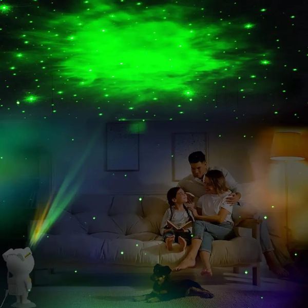 Astronaut Galaxy Projector Lamp Starry Aurora Moon Night Light Projection Music