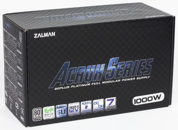 Zalman PSU Acrux  (1000W), 94%, 80+ Platinum, 135mm, 1xMB 24pin(20+4), 2xCPU (8pin(4+4)+8pin), 8xMolex, 12xSATA, 6xPCIe 8pin(6+2), Fully Modular