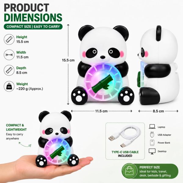 Panda Night Lamp with Mini RGB Fan