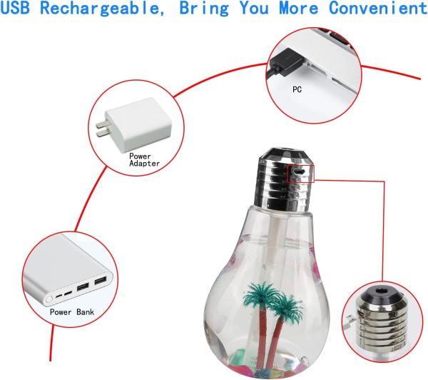 Bulb Shape Mini Air Humidifier LED USB