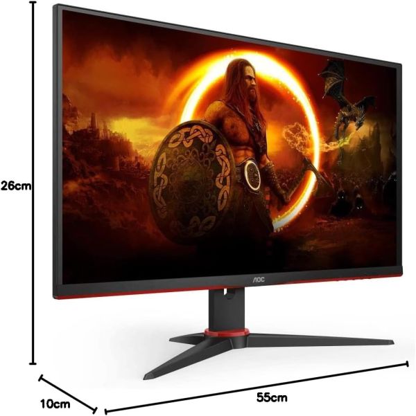 Q27G2E, AOC, Monitor, Gaming, 27" QHD 2560x1440 VA, 155 Hz, MPRT 1 ms, FreeSync Premium (HDMI, DisplayPort) Black, Red.