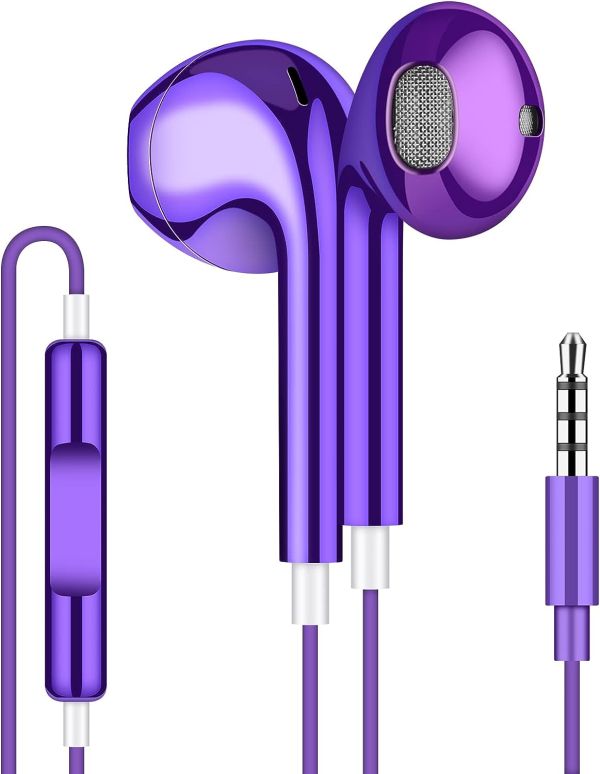 Earbuds Wired with 3.5 Purple Wired