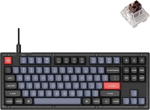 Keyboard Keychron V1 100 Key QMK Keychron K PRO Brown Hot-Swap RGB Knob Frosted Black V5C3_KEYCHRON