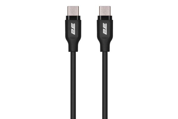 2E Сable USB-C > USB-C charge/data, 1m, 60W Type-C, Glow, black