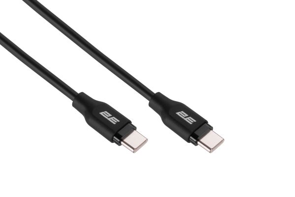 2E Сable USB-C > USB-C charge/data, 1m, 60W Type-C, Glow, black