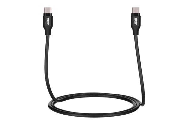 2E Сable USB-C > USB-C charge/data, 1m, 60W Type-C, Glow, black