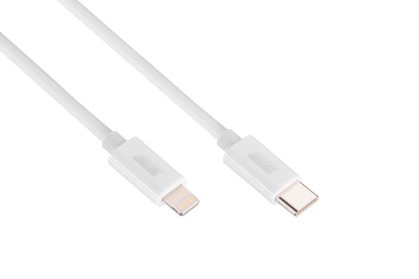 2E Сable USB-C > Lightning charge/data, 1m, Type-C, Glow, white