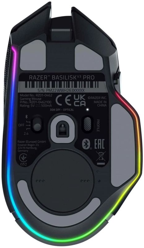 Razer Mouse Basilisk V3 Pro, RGB, USB-A/WL/BT, black