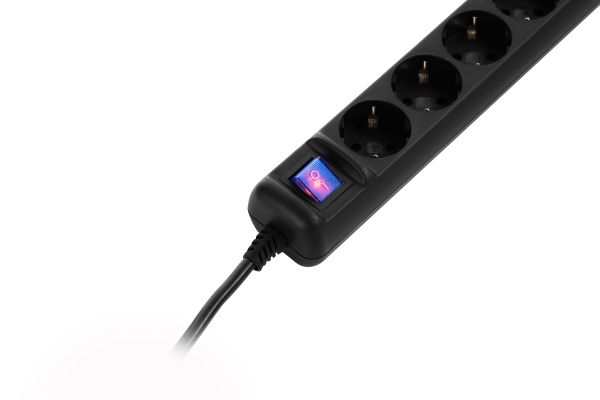 Power strip 2E 5XSchuko with switch, 3G*1.5mm2, 3m, black