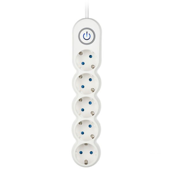 2E power strip Plus 5XSchuko switch, 3G*1.0mm2, 3m, white