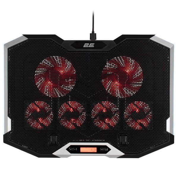 2E GAMING Laptop stand CPG-004, up to 15.6", 2xUSB-A, LCD/phone holder, RGB, black