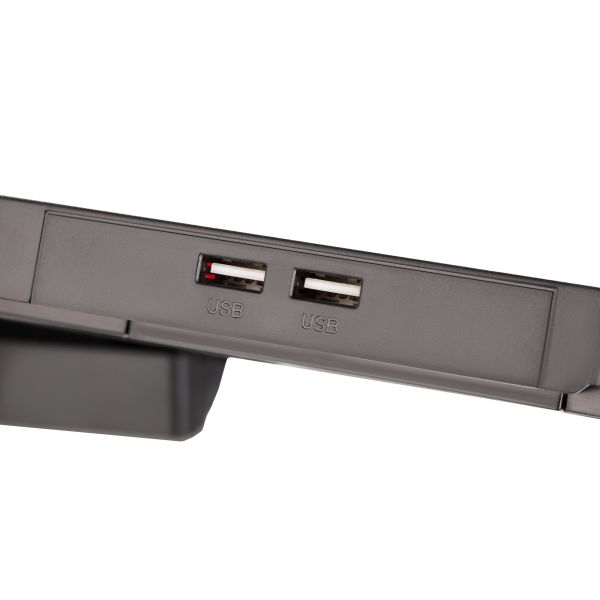 2E GAMING Laptop stand CPG-004, up to 15.6", 2xUSB-A, LCD/phone holder, RGB, black