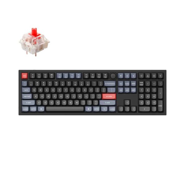 Keyboard mechanical Keychron Q6 104Key, Gateron G PRO Red, Hot-Swap, QMK, Knob, USB-A, EN, RGB, Чорний