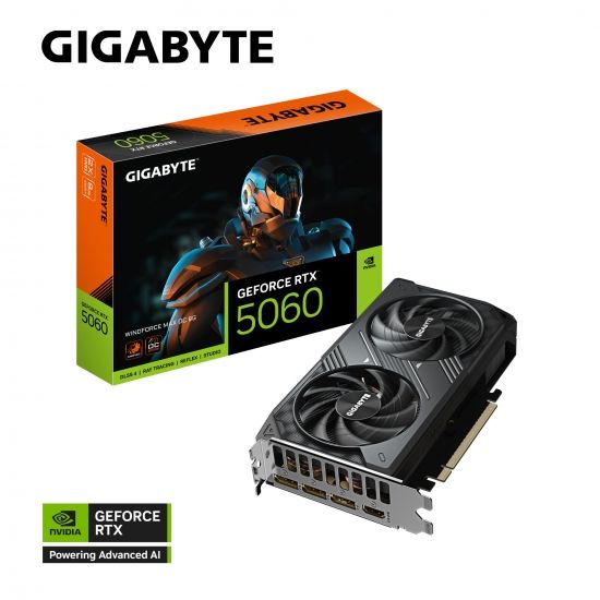 GIGABYTE Graphic Adapter GeForce RTX 5060 8GB GDDR7 WINDFORCE 2 OC MAX
